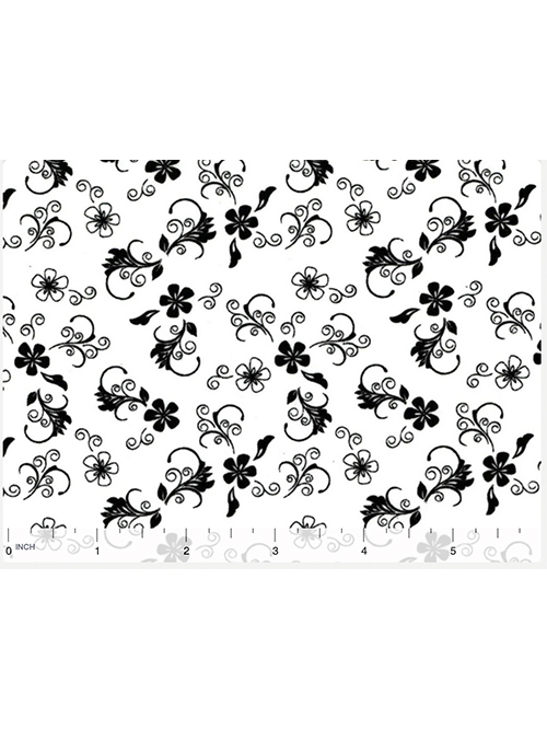 Tela BD-49111-A01 100% algodón, color fondo blanco, flores negras  mt x  30 cm – MundoPatchwork