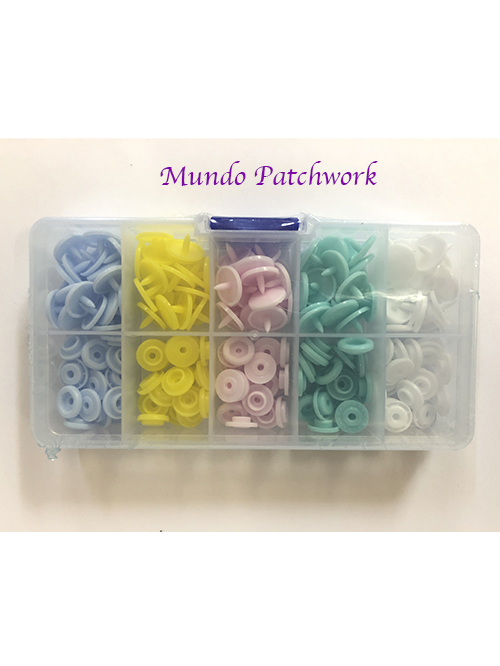 Set 060 – 100 Snaps plásticos 5 colores diferentes, 10 por color miden 10  mm – MundoPatchwork