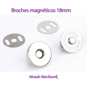 Broches  005 metálico magnéticos a presión mide 18 mm color plata x 4 unidades